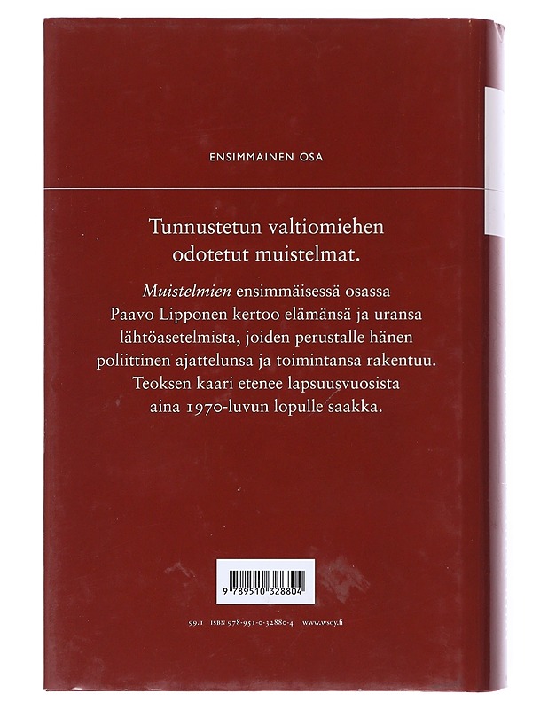 Muistelmat. 1 - Paavo Lipponen - Elämäkerrat ja muistelmat - 10105519241 - 1