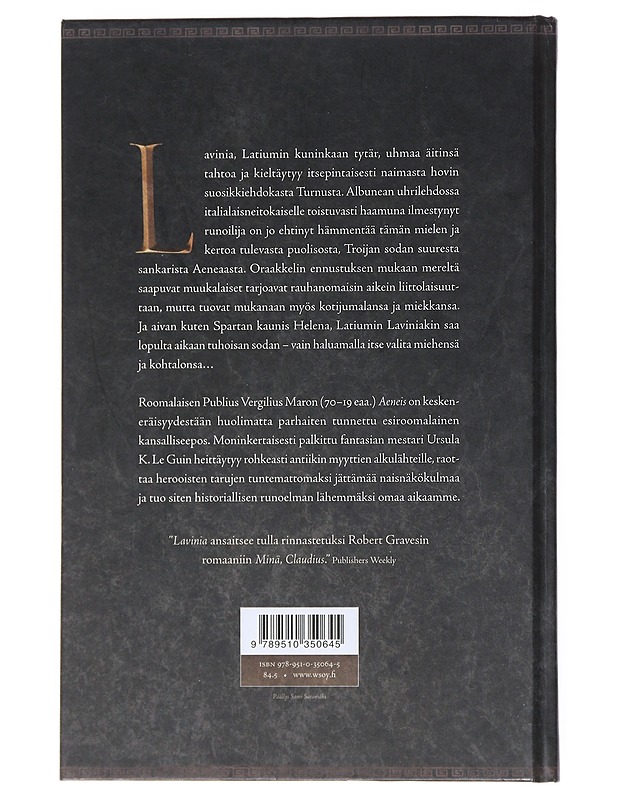 Lavinia - Le Guin, Ursula K. - Romaanit ja novellit - 10105519429 - 1