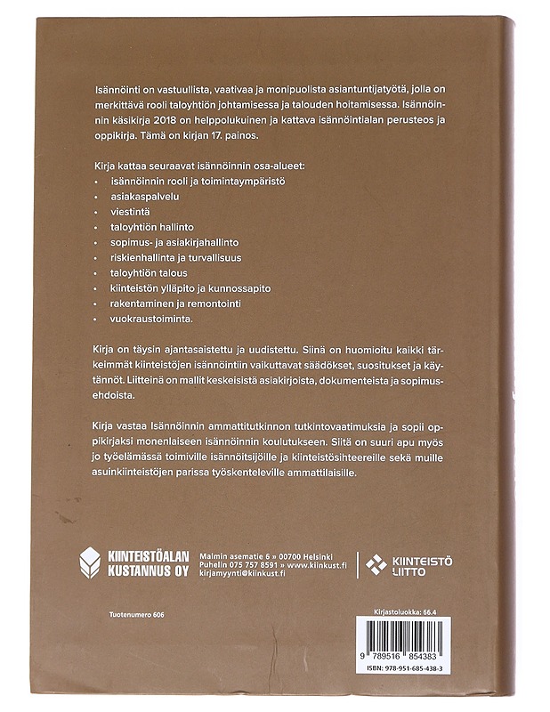 Isännöinnin käsikirja 2018 - Sallinen, Marja-Leena ; Kiinteistöalan kustannus - Tietokirjat ja oppaat - 10105519561 - 1