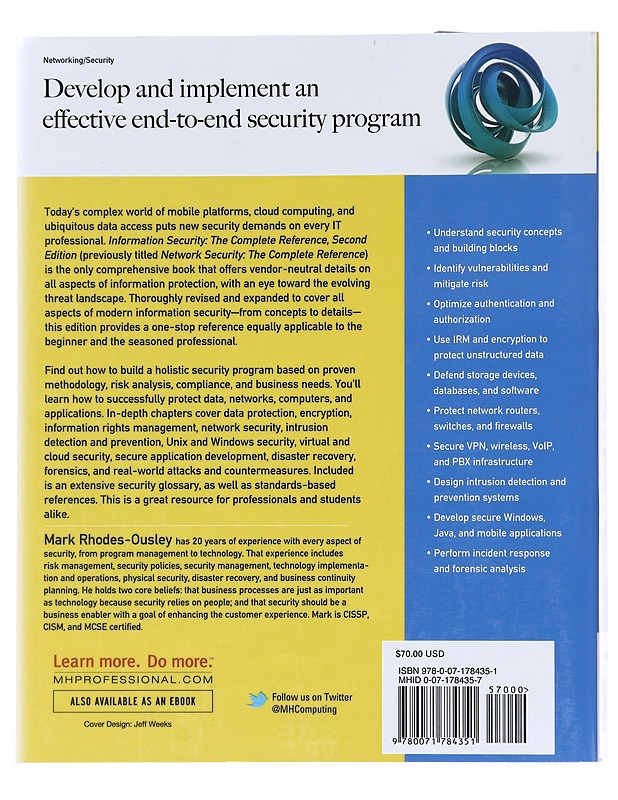 Information security : the complete reference, second edition - Rhodes-Ousley Mark - Tietokirjat - 10105519630 - 1