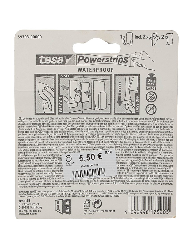 TESA Powerstrips Waterproof tarrakoukku - Muut urheiluvälineet ja vapaa-aika - 10105519886 - 1