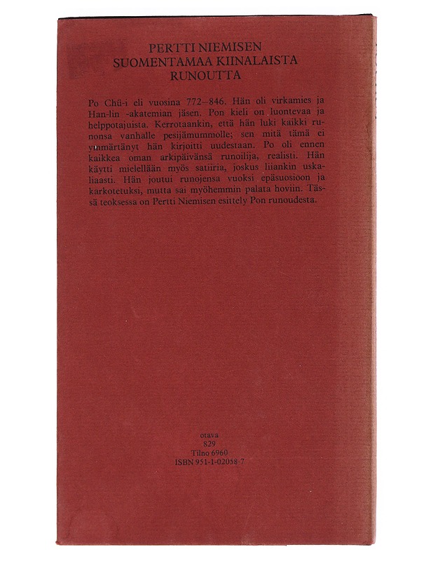 Korotan ääneni ja laulan - Po Chü-i - Runot ja näytelmät - 10105519896 - 1