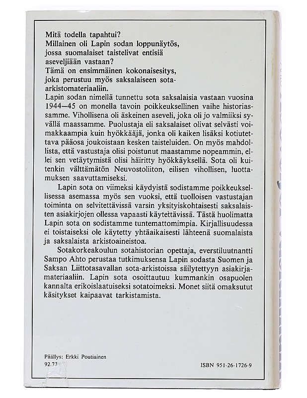 Aseveljet vastakkain : Lapin sota 1944-1945 - Sampo Ahto - Historiakirjat - 10105519933 - 1