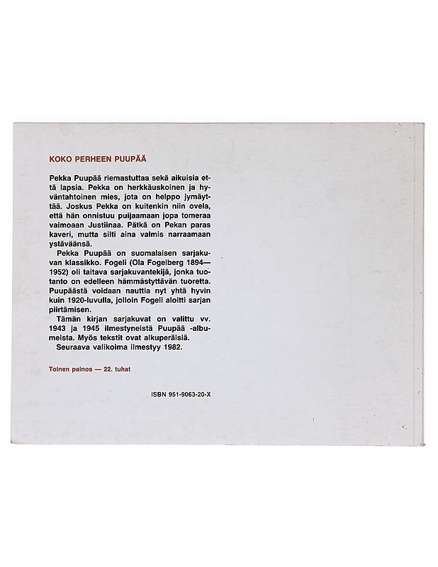 Puupään parhaat. 1 : sarjakuvia - Fogerberg, Ola - Sarjakuvat - 10105520814 - 1