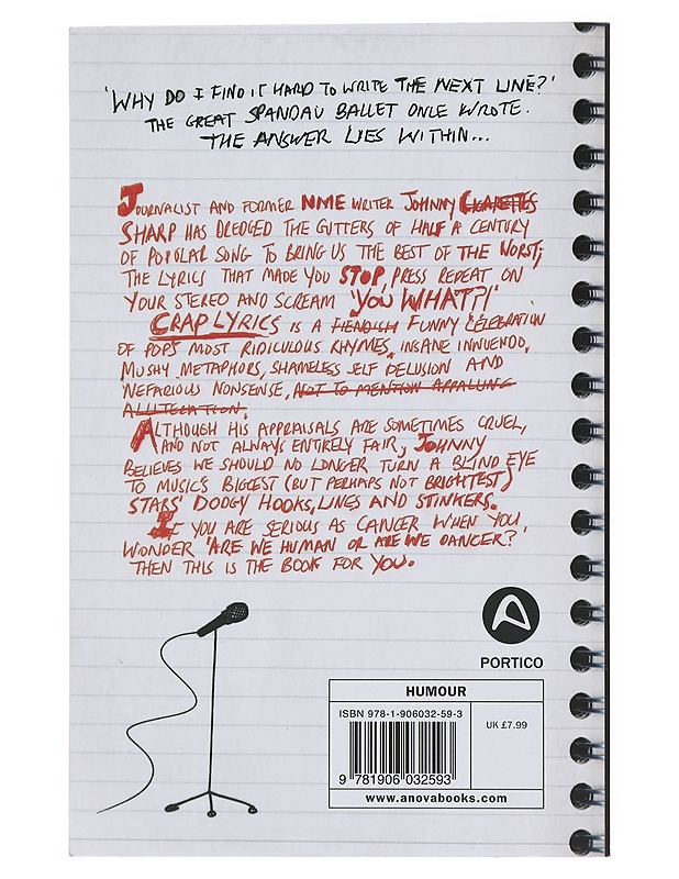 Crap lyrics : a celebration of the very worst pop lyrics of all time ... ever! - Johnny Sharp - Musiikki- ja elokuvakirjat - 10105520924 - 1