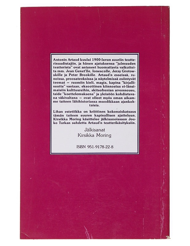 Lihan estetiikka : teatteri Artaud'n mukaan - Sontag, Susan  ; Stewen, Riikka  ; Moring, Kirsikka  - Tietokirjat ja oppaat - 10105521166 - 1