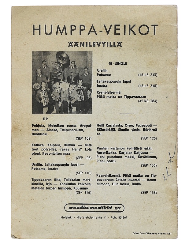 Humppa-vihko : musiikki-vihko - Historiakirjat - 10105521201 - 1