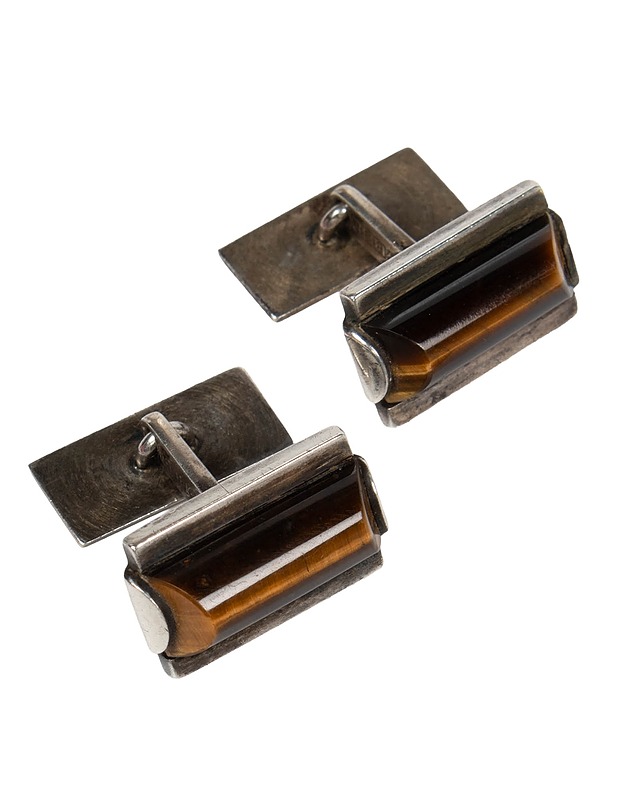 KUPITTAAN KULTA hopeiset kalvosinnapit tiikerinsilmillä - Korut - 10105521209 - 0