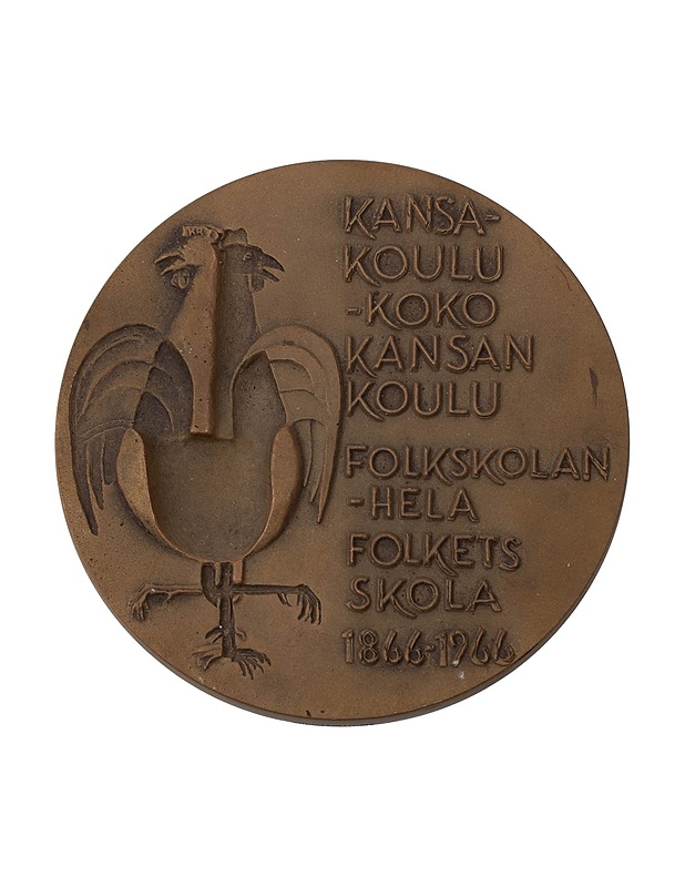 KULTATEOLLISUUS Kansakoulu 1866-1966 pöytämitali - Koriste-esineet - 10105521232 - 1
