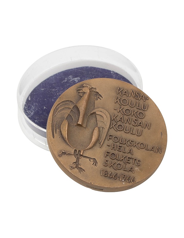 KULTATEOLLISUUS Kansakoulu 1866-1966 pöytämitali - Koriste-esineet - 10105521232 - 0