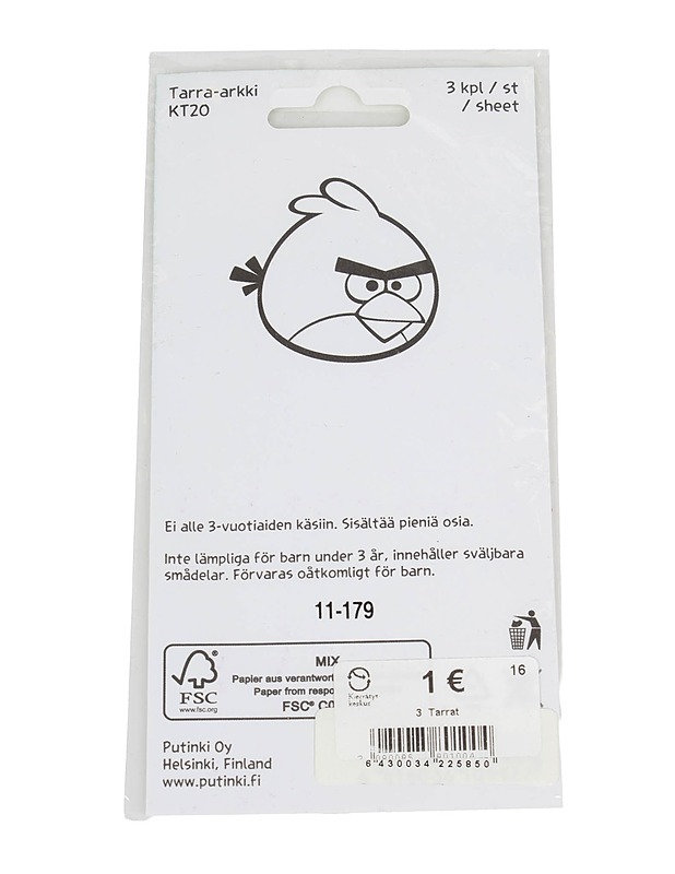 ANGRY BIRDS tarra-arkki, 3 kpl - Askartelu - 10105521684 - 1