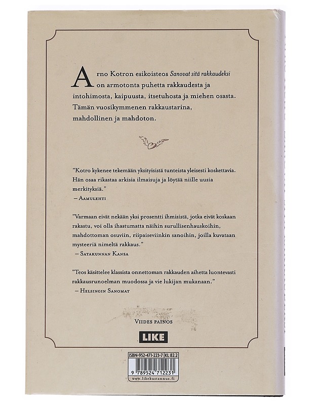 Sanovat sitä rakkaudeksi - Arno Kotro - Runot ja näytelmät - 10105521844 - 1