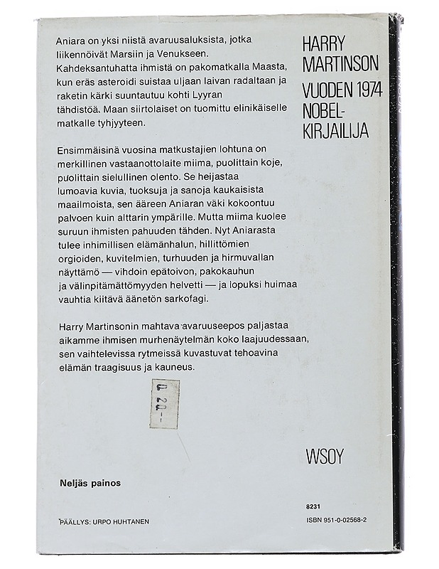 Aniara : katsaus ihmiseen ajassa ja tilassa - Martinson Harry - Romaanit ja novellit - 10105521967 - 1