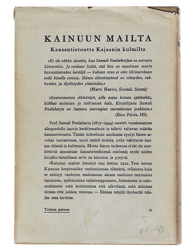 Kainuun Mailta - Samuli Paulaharju - Tietokirjat ja oppaat - 10105522220 - 1