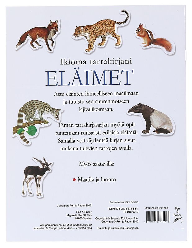 Eläimet : Eurooppa, Afrikka, Aasia - Bonke, Sini - Tietokirjat ja oppaat - 10105522221 - 1
