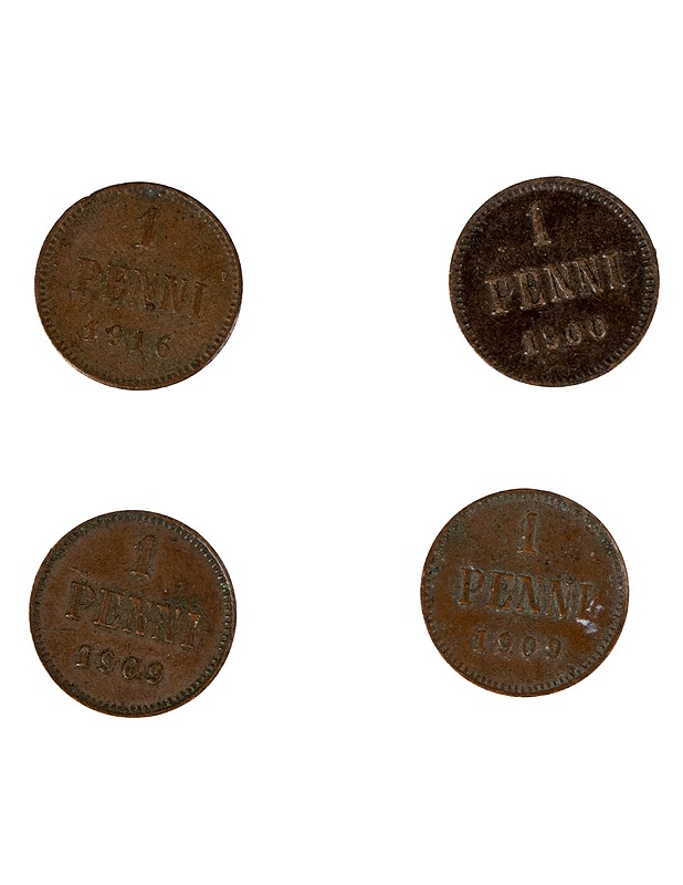 1 pennin kolikko, 4 kpl - Koriste-esineet - 10105522294 - 0