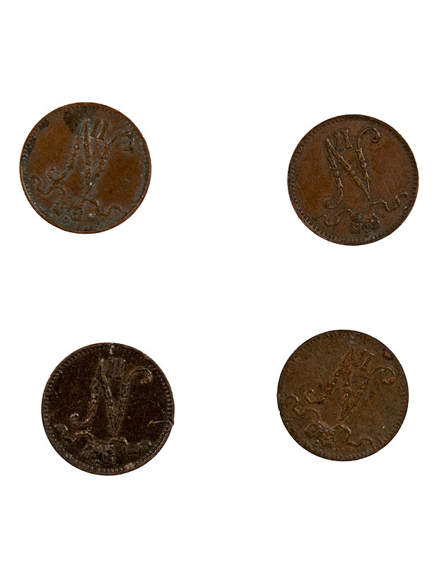 1 pennin kolikko, 4 kpl - Koriste-esineet - 10105522294 - 1