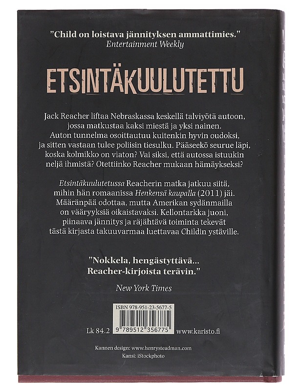 Etsintäkuulutettu - Child, Lee - Jännitys ja dekkarit - 10105522327 - 1