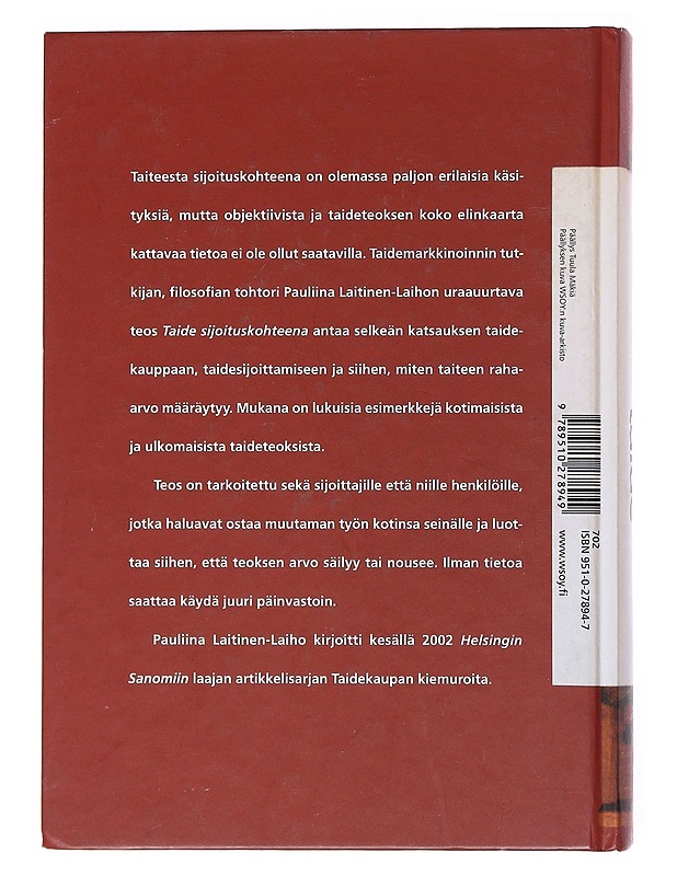 Taide sijoituskohteena - Pauliina Laitinen-Laiho - Taide- ja kulttuurikirjat - 10105522454 - 1