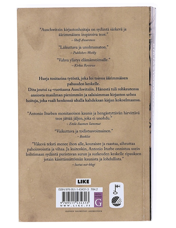 Auschwitzin kirjastonhoitaja - Iturbe, Antonio - Romaanit ja novellit - 10105522512 - 1