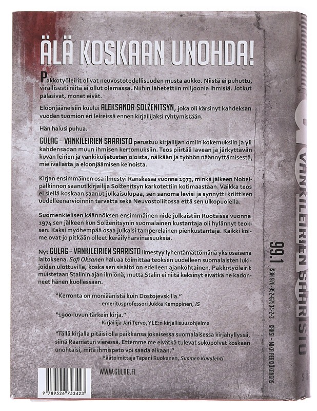 Gulag : vankileirien saaristo - Solzenitsyn, Aleksandr - Elämäkerrat ja muistelmat - 10105522608 - 1