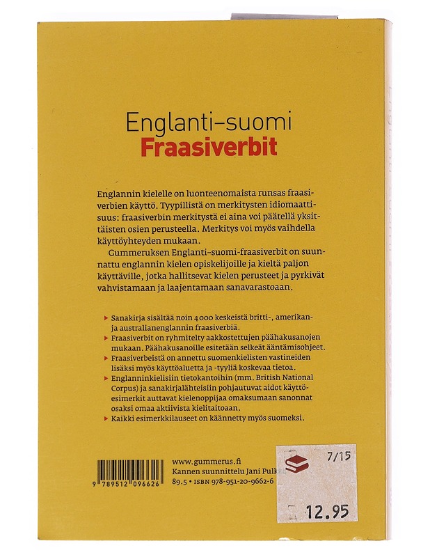 Englanti-suomi fraasiverbit - Lujanen, Annamaaria - Tietokirjat ja oppaat - 10105522655 - 1