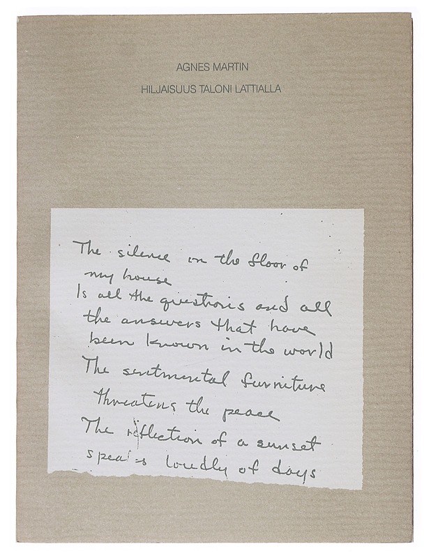 Hiljaisuus Taloni Lattialla - Agnes Martin - Taide- ja kulttuurikirjat - 10105522725 - 0