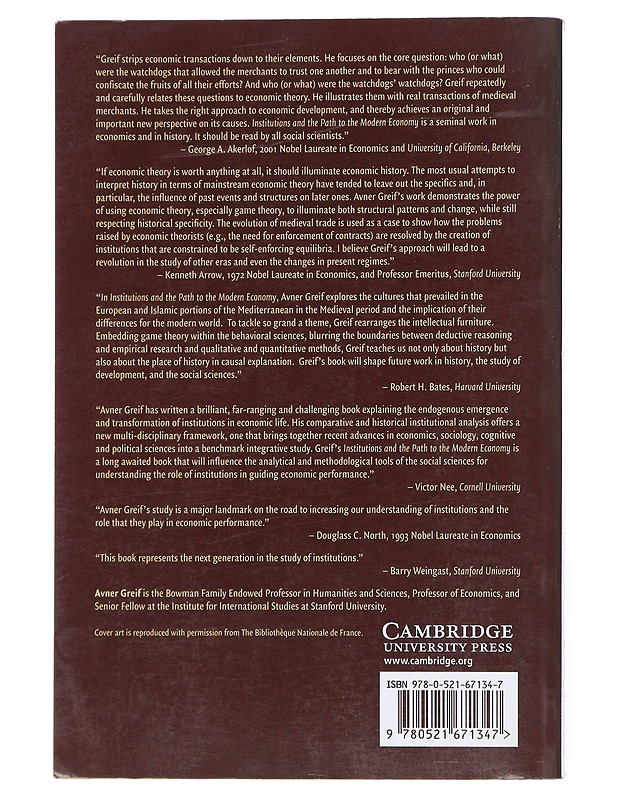 Institutions and the path to the modern economy - Avner Greif - Historiakirjat - 10105522776 - 1