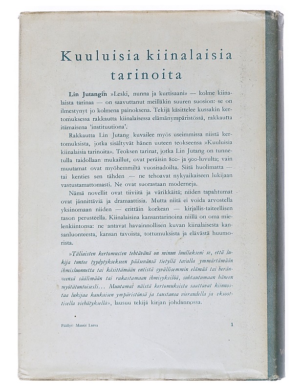 Kuuluisia kiinalaisia tarinoita - Lin Jutang - Romaanit ja novellit - 10105523004 - 1