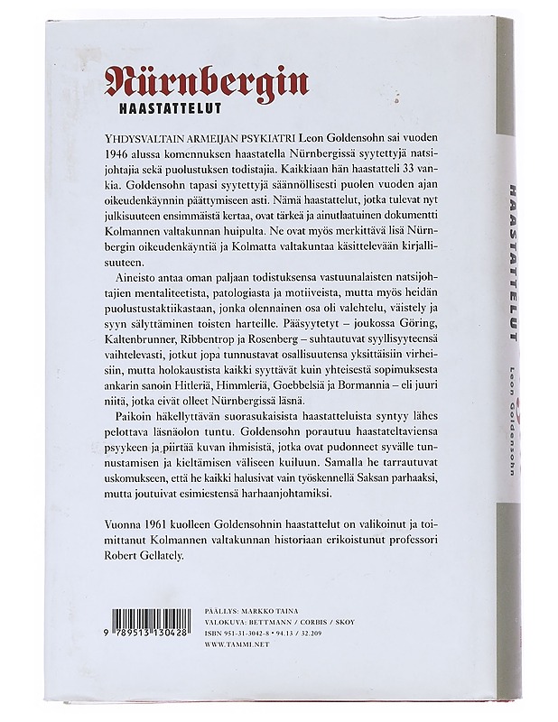 Nürnbergin haastattelut - Goldensohn, Leon - Historiakirjat - 10105523436 - 1
