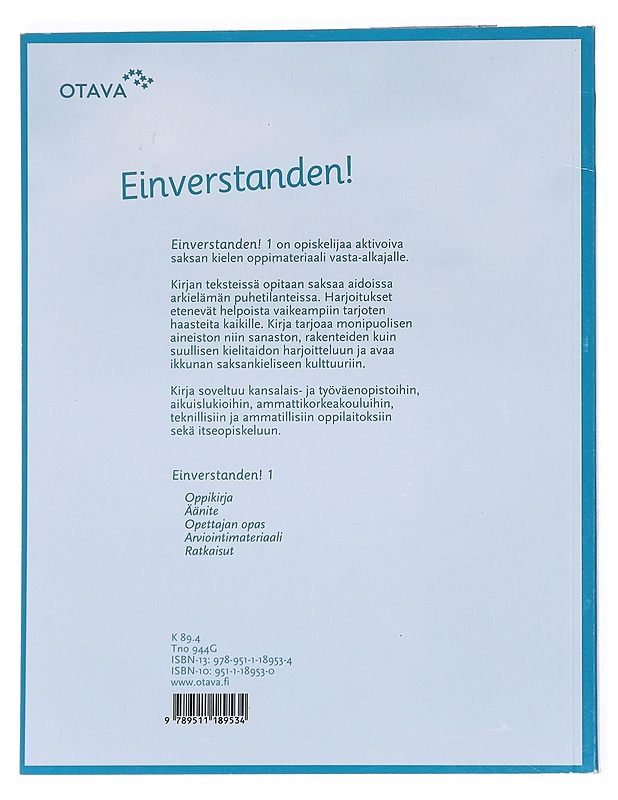 Einverstanden! : saksan peruskurssi aikuisille. 1 - Kudel, Pauli - Tietokirjat ja oppaat - 10105524087 - 1
