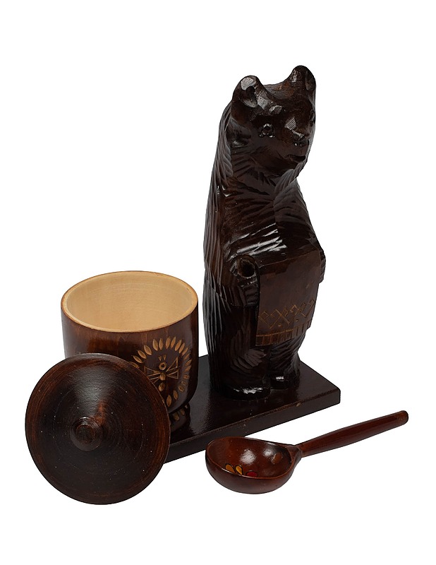 Puinen säilytysrasia karhu-figuurilla - Säilytysastiat - 10105524625 - 1