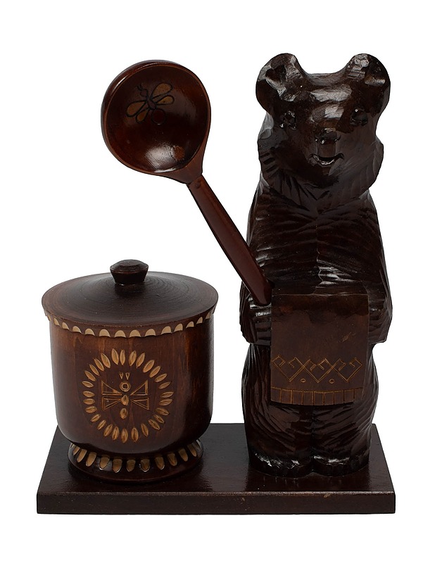 Puinen säilytysrasia karhu-figuurilla - Säilytysastiat - 10105524625 - 0