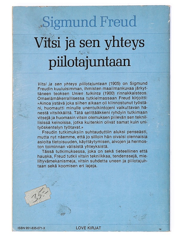 Vitsi ja sen yhteys piilotajuntaan - Freud, Sigmund - Tietokirjat ja oppaat - 10105524864 - 1