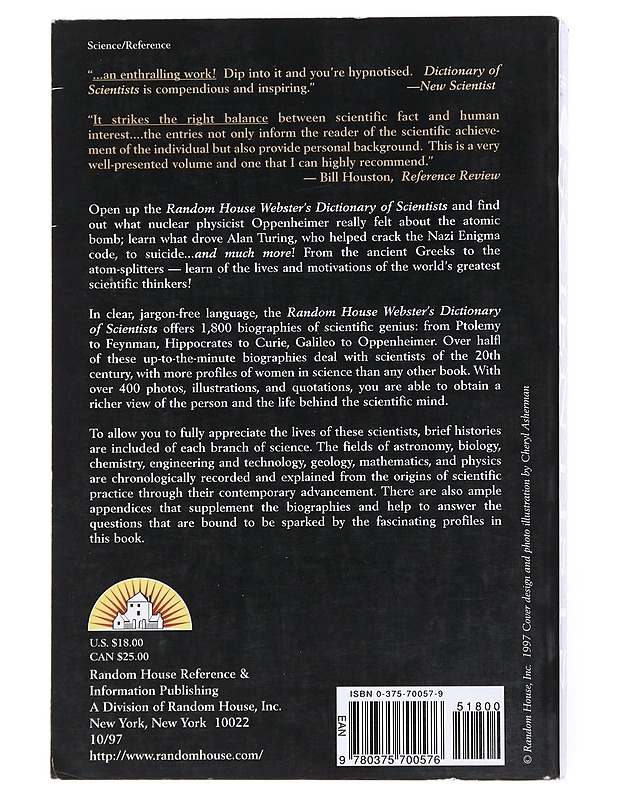 Random House Webster's Dictionary of Scientists - Tietokirjat - 10105525127 - 1