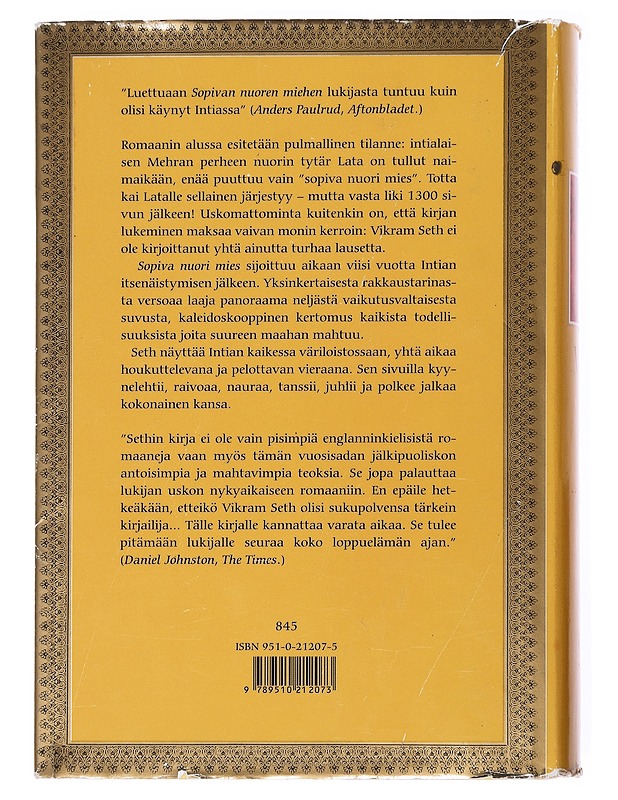 Sopiva nuorimies - Seth, Vikram - Romaanit ja novellit - 10105525284 - 1