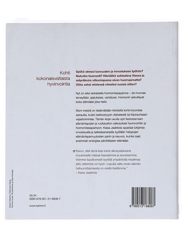 Hormonitasapaino : opas energiseen elämään - Jaakkola, Kaisa - Tietokirjat ja oppaat - 10105525581 - 1