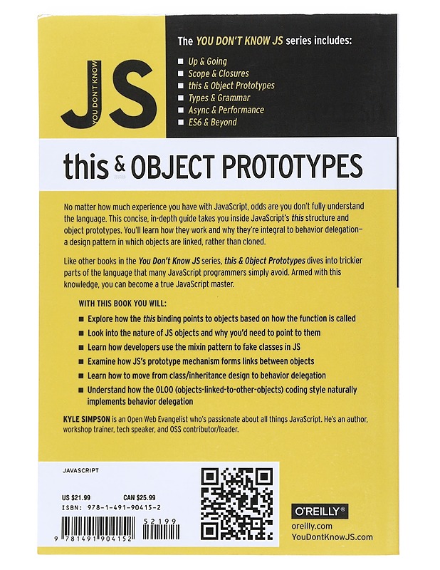 You Don't Know JS: this & Object Prototypes -  Simpson, Kyle - Tietokirjat ja oppaat - 10105525603 - 1