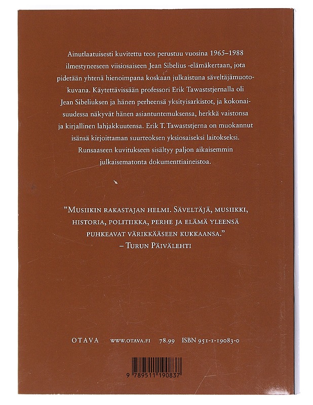 Sibelius - Tawaststjerna, Erik - Elämäkerrat ja muistelmat - 10105525617 - 1