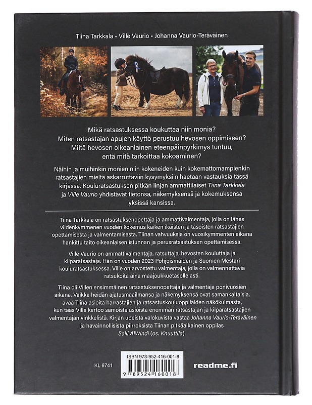 Ratsastuskirja : ajatuksia ja vinkkejä ratsastajille - Tarkkala, Tiina - Tietokirjat ja oppaat - 10105525655 - 1