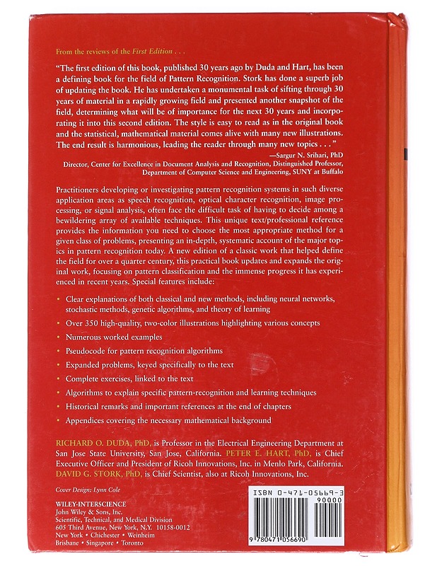 Pattern classification - Duda, Richard O. - Tietokirjat ja oppaat - 10105525674 - 1