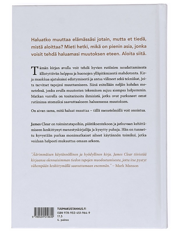 Pura rutiinit atomeiksi : näin saat aikaan muutoksen, joka pysyy - Clear, James - Tietokirjat ja oppaat - 10105525727 - 1