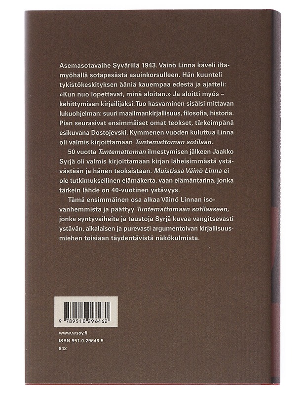 Muistissa Väinö Linna 1 - Jaakko Syrjä - Elämäkerrat ja muistelmat - 10105525905 - 1