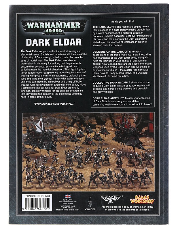 Warhammer 40,000 Codex: Dark Eldar : A Book of Immortal Evils - Phil Kelly - Nuorten kirjat - 10105526167 - 1