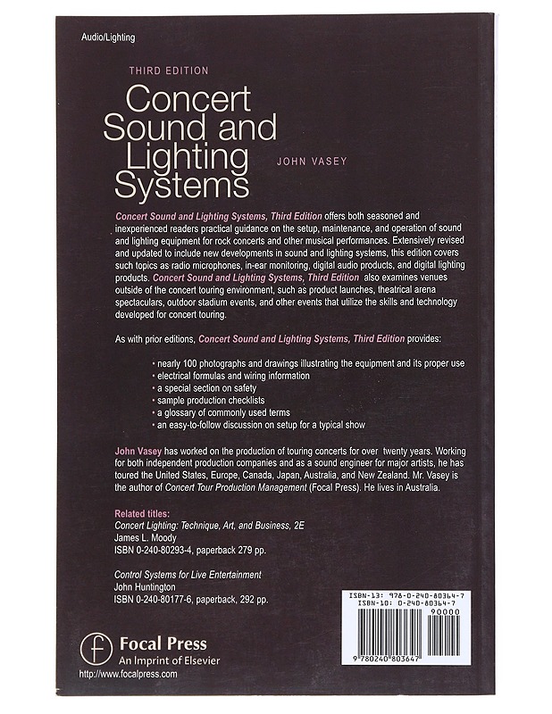Concert sound and lighting systems - John Vasey - Tietokirjat ja oppaat - 10105526203 - 1