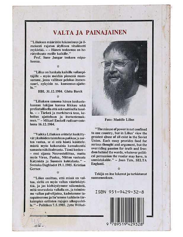 Valta ja painajainen : poliittisia esseitä - Carl-Gustaf Lilius - Historiakirjat - 10105526275 - 1