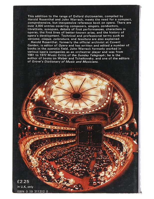 Concise Oxford Dictionary of Opera - Harold Rosenthal & John Warrack - Historiakirjat - 10105526286 - 1