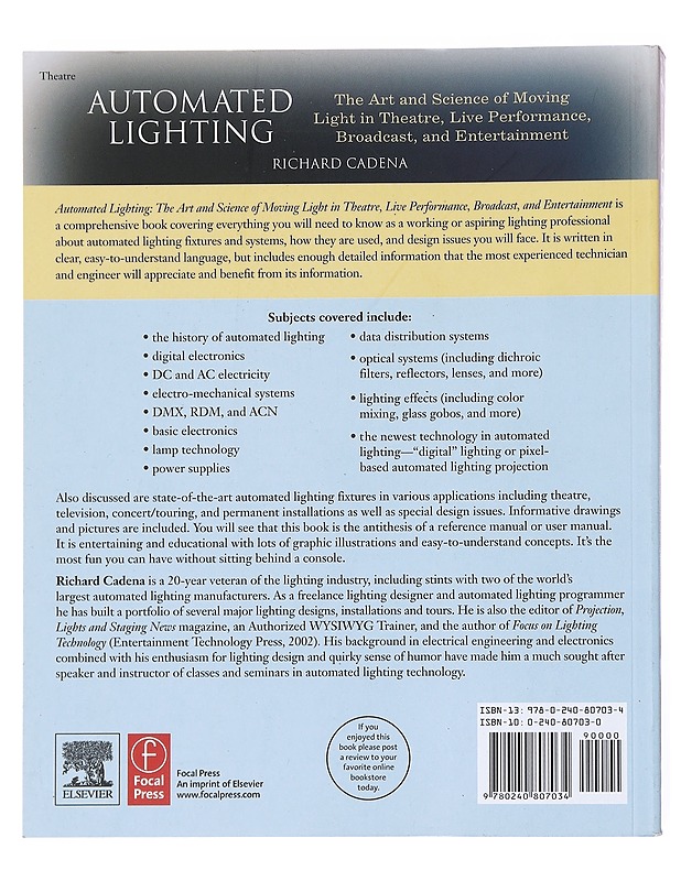 Automated lighting - Richard Cadena - Tietokirjat ja oppaat - 10105526307 - 1