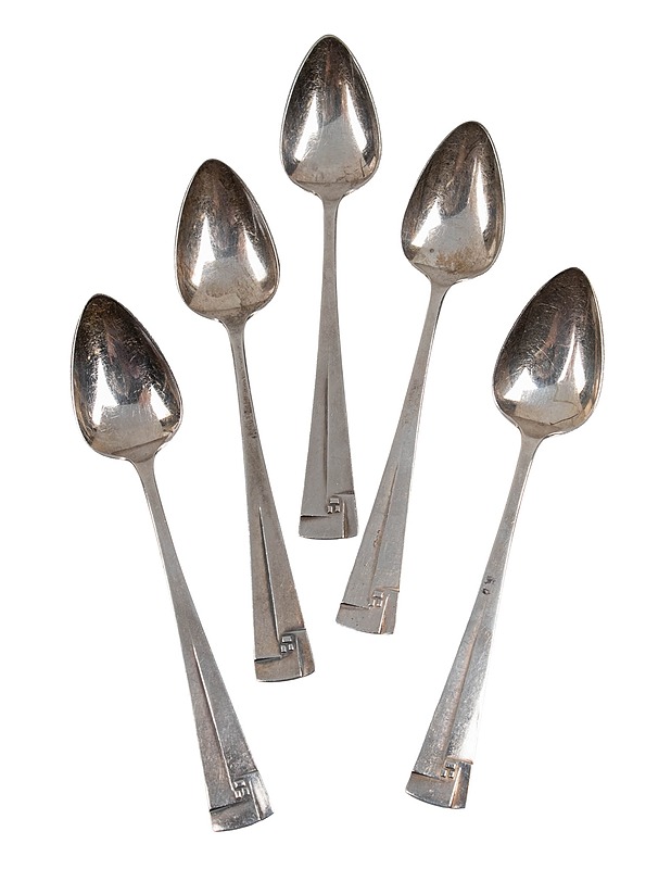 AURAN KULTASEPPÄ OY hopeinen kahvilusikka, 5 kpl - Aterimet - 10105526346 - 0