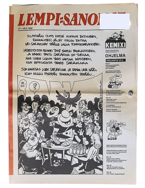 Lempi-sanomat - Kemixi 27.-29-3-1992 ohjelma - Lehdet - 10105526463 - 0